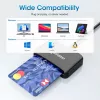 Manhattan USB-C kontaktinių kortelių skaitytuvas su microSD lizdu, USB Type-C vyriškas prie kontaktinio skaitytuvo sąsajos ir microSDXC, palaiko Windows, macOS ir Linux, skaito SIM korteles su adapteriu, kabelis 1m, juodas, trejų metų garantija