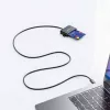 Manhattan USB-C kontaktinių kortelių skaitytuvas su microSD lizdu, USB Type-C vyriškas prie kontaktinio skaitytuvo sąsajos ir microSDXC, palaiko Windows, macOS ir Linux, skaito SIM korteles su adapteriu, kabelis 1m, juodas, trejų metų garantija