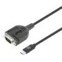 Manhattan USB-C į Serial konverterio kabelis, 1 m, Vyriškas į Vyrišką, Serial/RS232/COM/DB9, Prolific PL2303GT lustas, Juodas kabelis, Trejų metų garantija