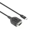 Manhattan USB-C į Serial konverterio kabelis, 1 m, Vyriškas į Vyrišką, Serial/RS232/COM/DB9, Prolific PL2303GT lustas, Juodas kabelis, Trejų metų garantija