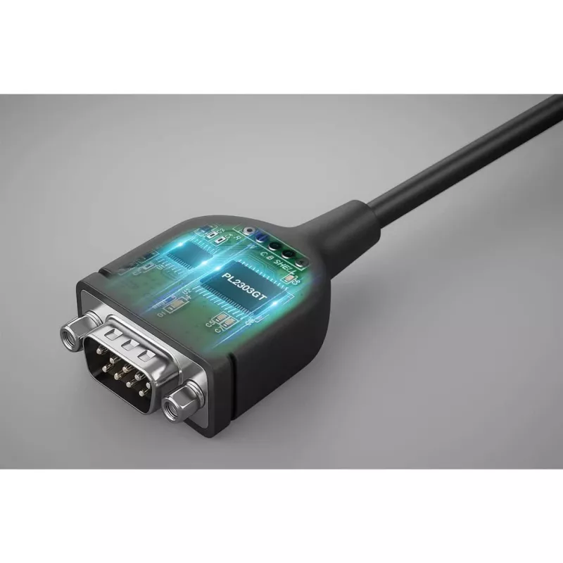 Manhattan USB-C į Serial konverterio kabelis, 1 m, Vyriškas į Vyrišką, Serial/RS232/COM/DB9, Prolific PL2303GT lustas, Juodas kabelis, Trejų metų garantija