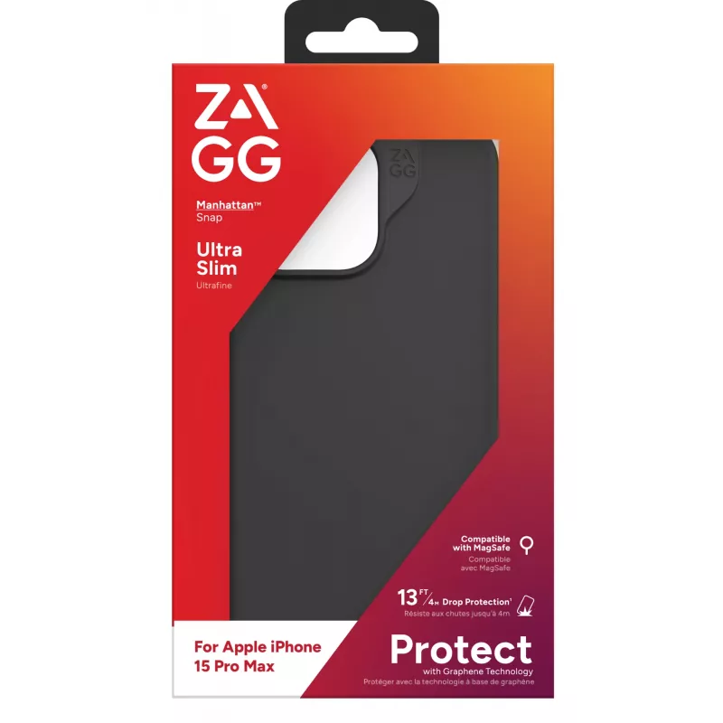 ZAGG Manhattan Snap dėklas Apple iPhone 15 Pro Max Juodas EN/FR