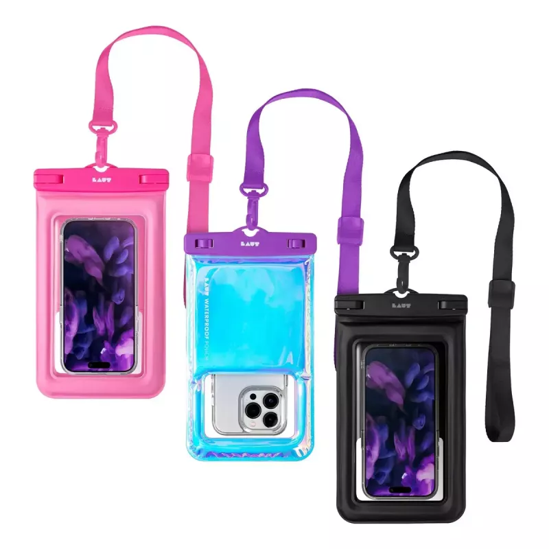 Vandeniui atsparus universalus dėklas telefonui LAUT POP AQUA IP68, juodas