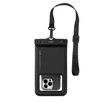 Vandeniui atsparus universalus dėklas telefonui LAUT POP AQUA IP68, juodas