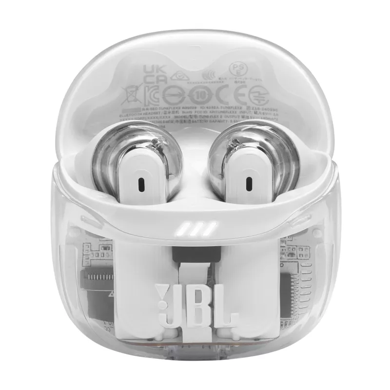 Ausinės JBL Tune Flex 2 Ghost Edition – belaidės TWS, 20–20000 Hz, balta
