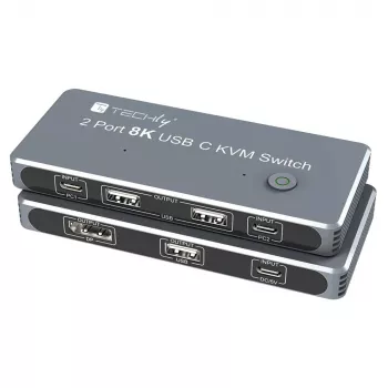Techly IDATA KVM-DPC8K KVM jungiklis, pilka spalva