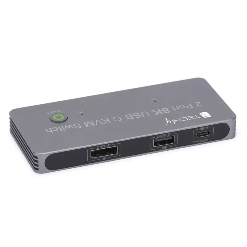 Techly IDATA KVM-DPC8K KVM jungiklis, pilka spalva