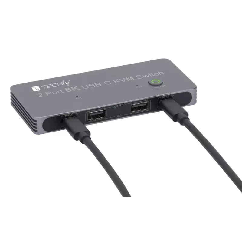 Techly IDATA KVM-DPC8K KVM jungiklis, pilka spalva