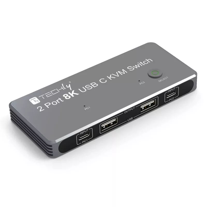 Techly IDATA KVM-DPC8K KVM jungiklis, pilka spalva
