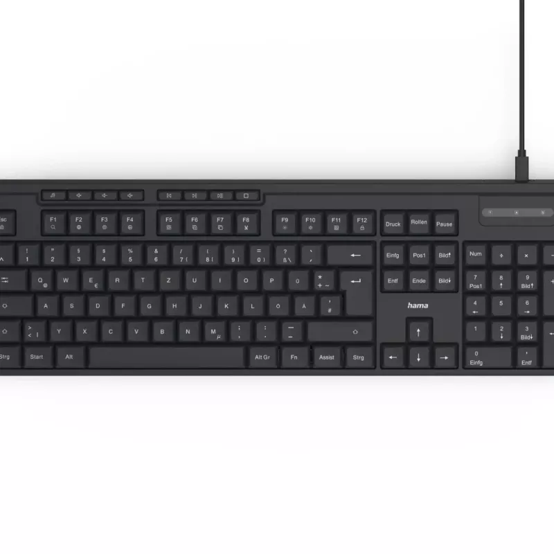 Hama CKM-200 klaviatūra su pele, namams/biurui, USB, QWERTZ, vokiškas išdėstymas, juoda