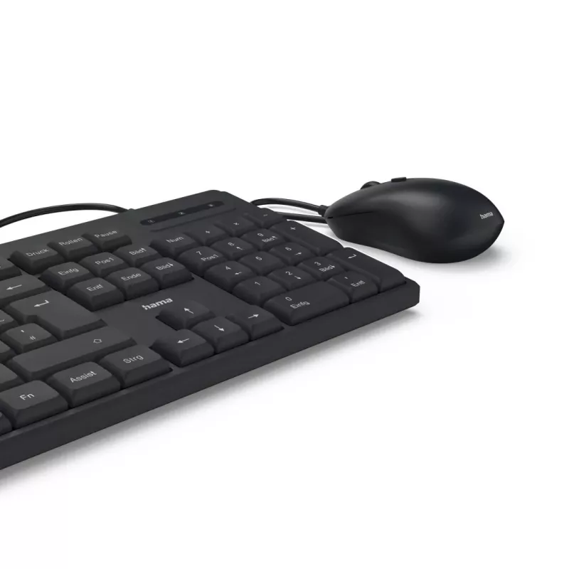 Hama CKM-200 klaviatūra su pele, namams/biurui, USB, QWERTZ, vokiškas išdėstymas, juoda