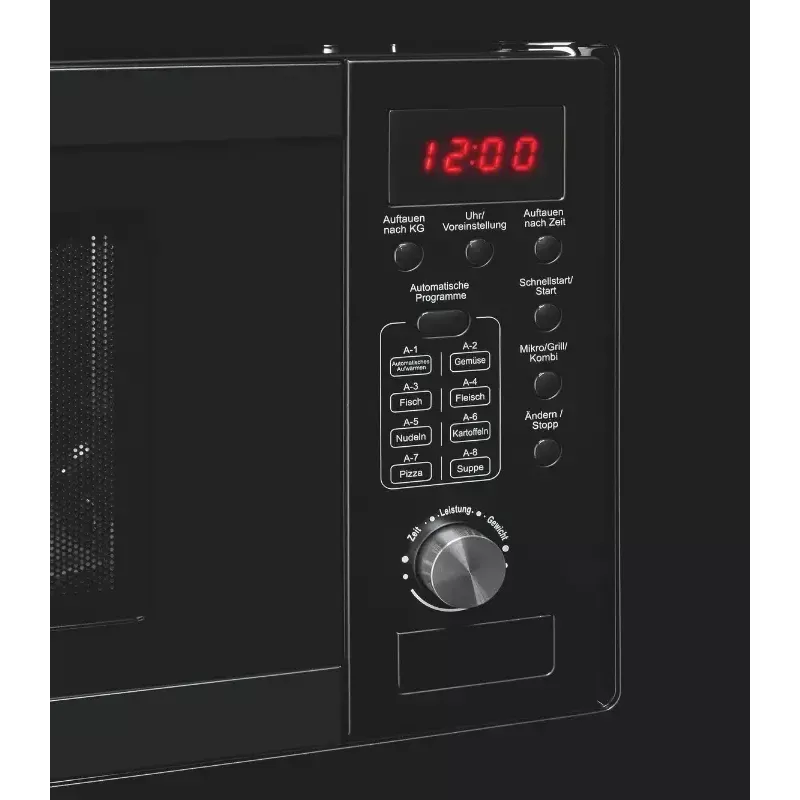 Įmontuojama mikrobangų krosnelė su griliu Exquisit EMW20.1 G — 20 l, 800 W, juoda, mygtukų ir sukimo valdymas, įmontuotas ekranas