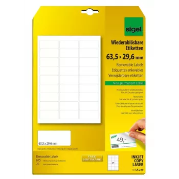 Lipnios etiketės Sigel LA210 apvaliais kampais, nuimamos