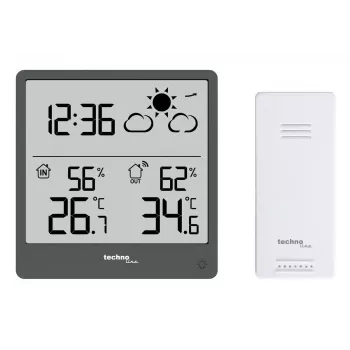 Skaitmeninė orų stotelė TechnoLine WS 9138 – vidaus/lauko termometras ir higrometras, pilka, AAA baterijos