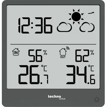 Skaitmeninė orų stotelė TechnoLine WS 9138 – vidaus/lauko termometras ir higrometras, pilka, AAA baterijos
