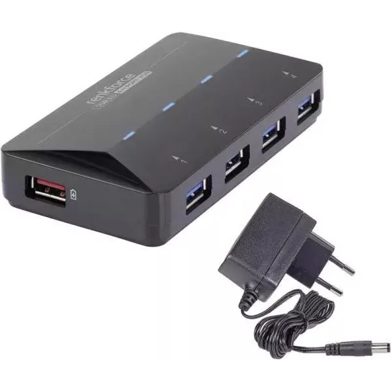 Renkforce RF-3806031 USB 3.2 Gen 1 Type-B sąsajos šakotuvas, juodas