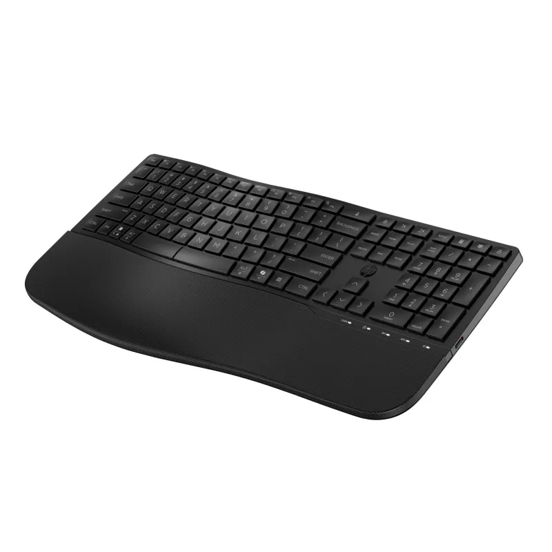 Klaviatūra HP STORE 3PL, pilno dydžio (100%), RF belaidė + Bluetooth, juoda, membraninė, su riešo atrama