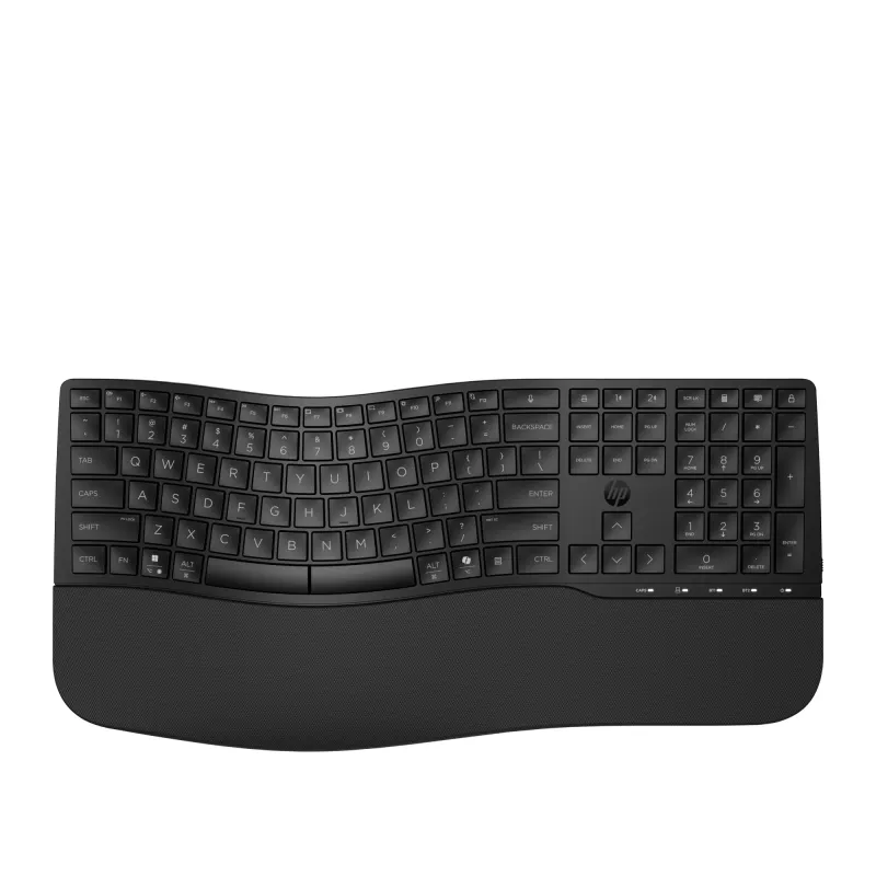 Klaviatūra HP STORE 3PL, pilno dydžio (100%), RF belaidė + Bluetooth, juoda, membraninė, su riešo atrama