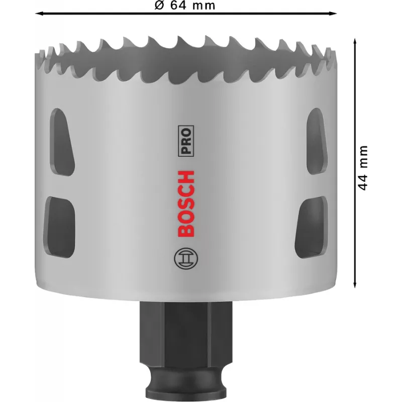 Pjūklas skylėms Bosch PRO Multi Material PC Plus 44/64 mm — Vienvietis, 44–64 mm skersmuo, gręžtuvui, gipso kartonui/metalui/plastikui/minkštai medienai