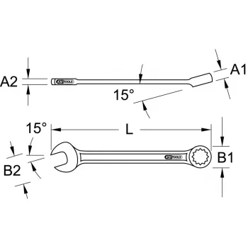 Kombinuotas raktas KS Tools 517.0610, 10 mm, chromo-vanadis, 140 mm ilgio