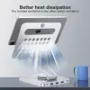 Techly 8-in-1 USB-C hub stovas planšetei, sidabrinis, aliuminis, 360° sukimas, USB 3.2 Gen 1 Type-C, 5000 Mbit/s