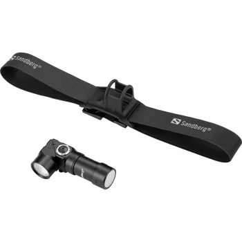 Sandberg Headlamp 500 Duo, priekinė lemputė su galvos juosta, juoda, aliuminis, IP44, LED, 25 lm
