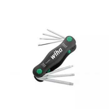 Sulankstomas Torx raktų rinkinys Wiha 25128 – 7 vnt. (T7–T25), juodas/žalias, 104 g