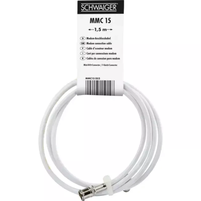 Koaksialinis kabelis Schwaiger MMC15 052 1,5 m Mini D F baltas