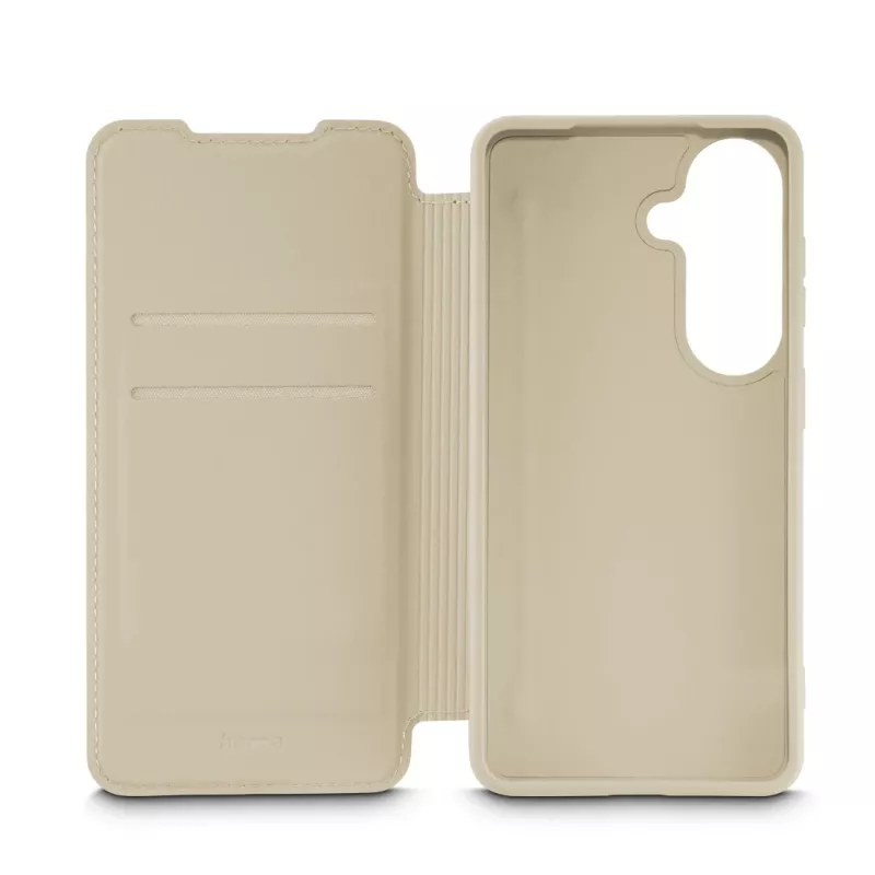 Dėklas Folio HAMA Fantastic Feel, Samsung Galaxy S26, 16 cm (6,3 colio), smėlio spalvos, 2 kortelių kišenės