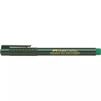 Finelineris Faber-Castell 151163 — žalias rašalas, juodas korpusas, apvalus, 1 vnt.
