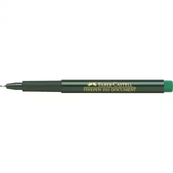 Finelineris Faber-Castell 151163 — žalias rašalas, juodas korpusas, apvalus, 1 vnt.