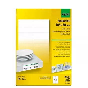 Lipnios etiketės Sigel LP783 Stačiakampės Baltos 420 vnt