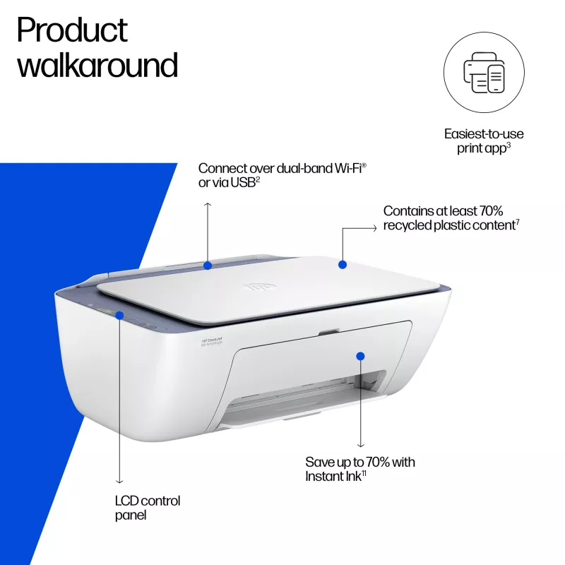 HP DeskJet 2922 belaidis daugiafunkcis spausdintuvas, terminiu rašalu, spalvotas spausdinimas, 4800 x 1200 DPI, spalvotas kopijavimas, A4, baltas