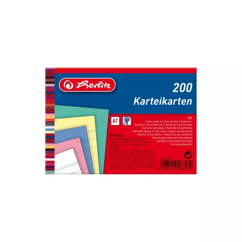 Herlitz 50019373 indeksinės kortelės mėlyna rožinė rožinė