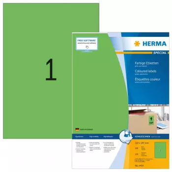 Lipnių etikečių lapai HERMA Spalvotos etiketės A4 210x297 mm žalia matinė 100 vnt.