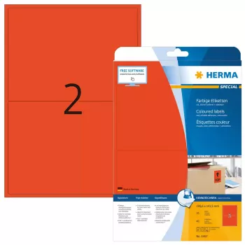 Lipnių etikečių lapai HERMA Spalvotos Etiketės A4 199,6x143,5 mm raudonos popierius matinis 40 vnt