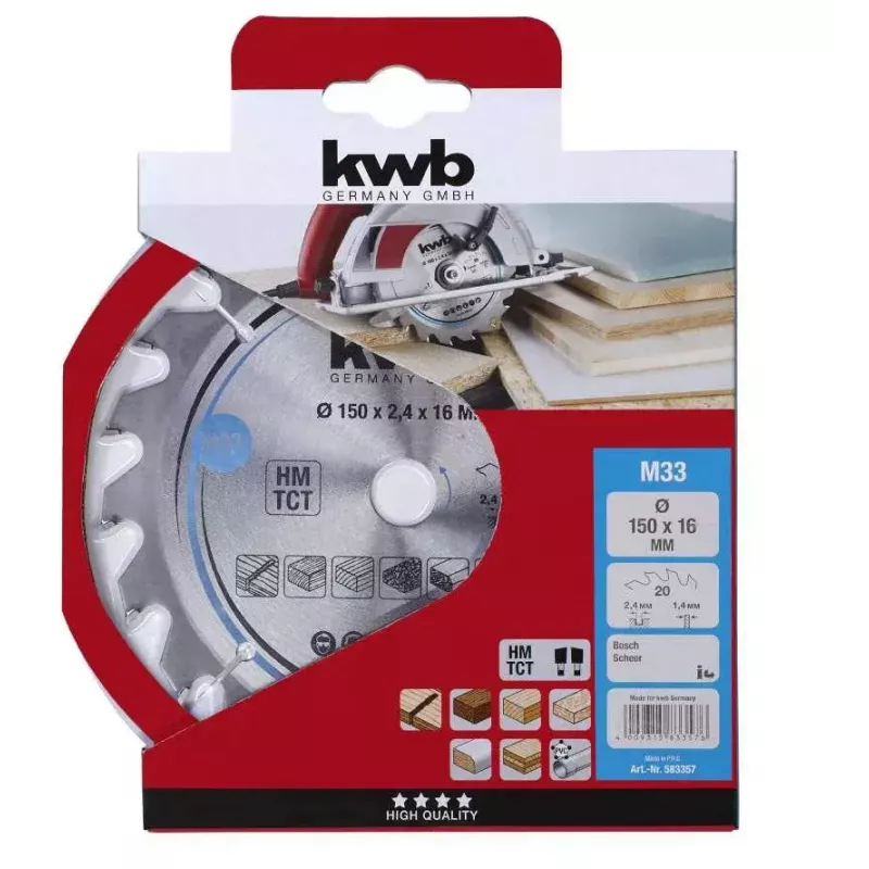 Diskinis pjūklas KWB 583357 150 mm kietmedžiui, fanerai, minkštmedžiui