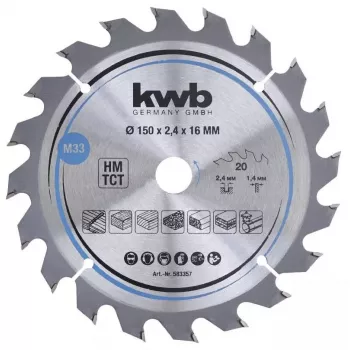 Diskinis pjūklas KWB 583357 150 mm kietmedžiui, fanerai, minkštmedžiui