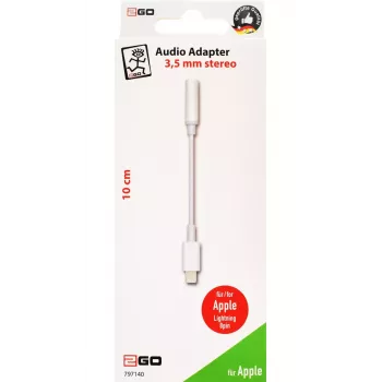 Audio kabelis 2GO 797140 0,1 m 3,5 mm Lightning baltas
