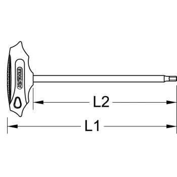 T formos šešiakampis raktas KS Tools 158.5122 chromo-vanadinis plienas 28 cm