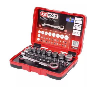 KS Tools 918.3050 31 galvučių veržliarakčių rinkinys, chromo-vanadžio plienas