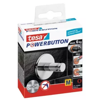 Universalus kabliukas TESA Powerbutton 59321 chromuotas