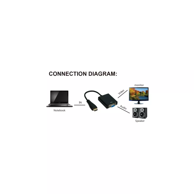 InLine keitiklis HDMI į VGA su garso įvestimi, HDMI išvestis VGA ir stereo garsas
