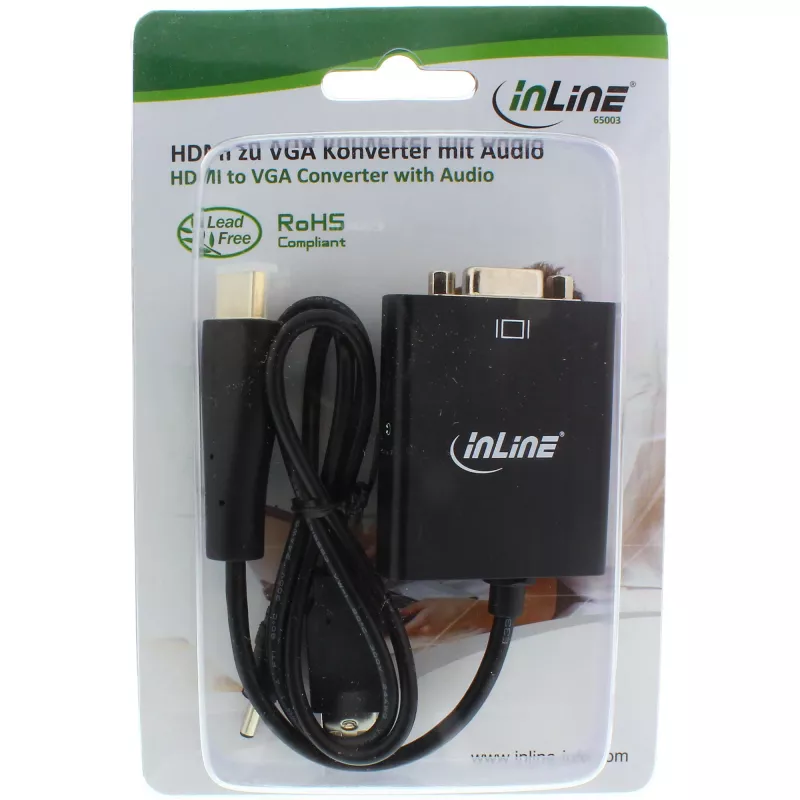 InLine keitiklis HDMI į VGA su garso įvestimi, HDMI išvestis VGA ir stereo garsas