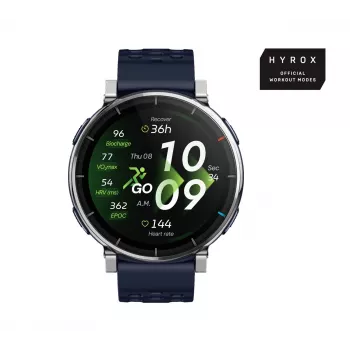 Išmanusis laikrodis Amazfit W2558GL2N — 1,32 colio (3,35 cm) AMOLED 466×466 px, GPS, 365 mAh, mėlynas silikoninis dirželis