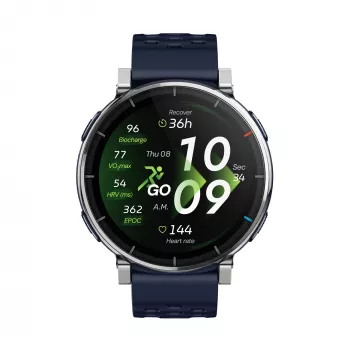 Išmanusis laikrodis Amazfit W2558GL2N — 1,32 colio (3,35 cm) AMOLED 466×466 px, GPS, 365 mAh, mėlynas silikoninis dirželis