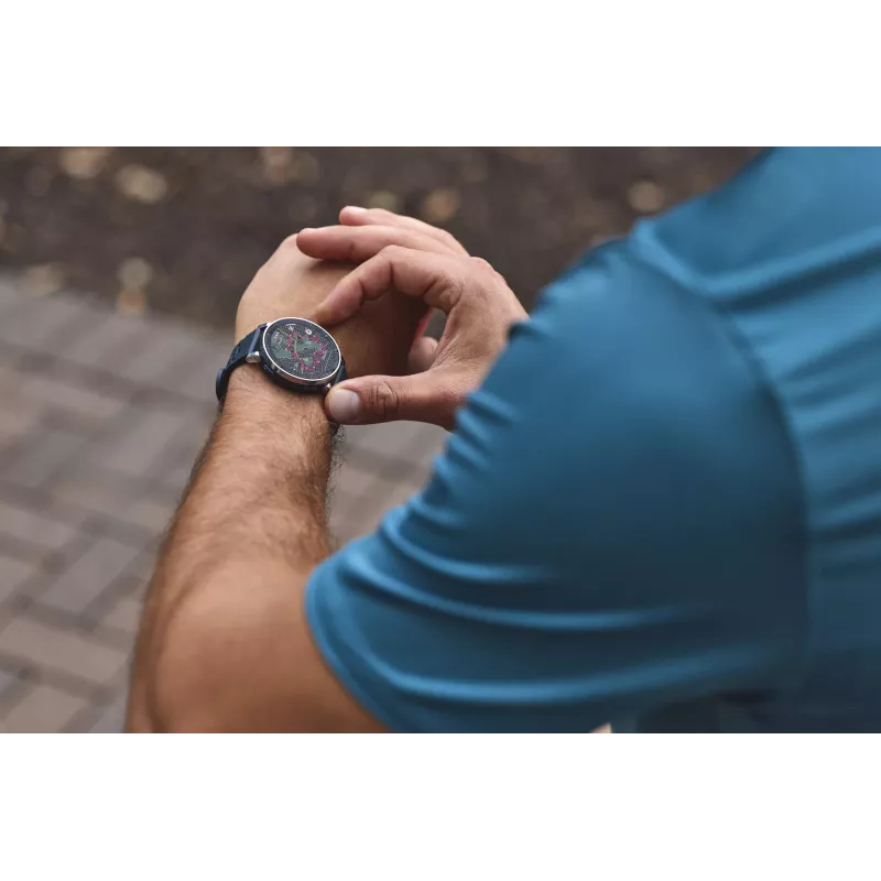 Išmanusis laikrodis Amazfit W2558GL2N — 1,32 colio (3,35 cm) AMOLED 466×466 px, GPS, 365 mAh, mėlynas silikoninis dirželis