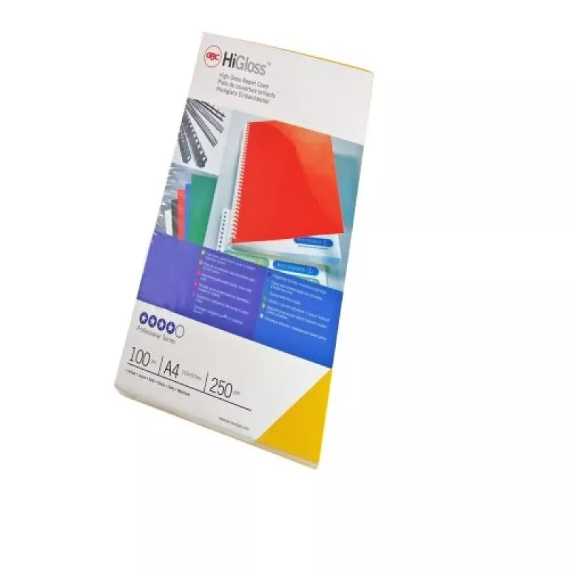 GBC Binding Covers HiGloss A4 250gsm – blizgūs viršeliai dokumentams, A4, 250 g/m², juodi, 100 vnt.