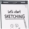 Mobilus flipchart su apvaliu pagrindu Legamaster SKETCH EASY — plieninis, 5 ratukai, 720×600 mm