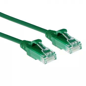 ACT Green 0,5 m LSZH U/UTP CAT6 duomenų centro plonas šuolinis kabelis su apsauga nuo užsikabinimo, RJ45 jungtimis